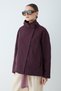 Women's Stand Collar Buttoned Pocket Detailed Long Sleeve Coat - Plum - 3