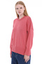 Pink Women's 100% Cotton Oversize Plain Knit Drop Shoulder Crew Neck Knitwear Sweater Trist-6168 - 2