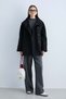 Women's Stand Collar Buttoned Oversize Coat Wide Sleeves Pocket Detailed Short Winter Coat -Black