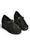 Z602281702 Black Suede Wedge Sole Women's Shoes - 5