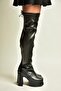 Z965205009 Black Thick Platform Heeled Over-The-Knee Boots - 4