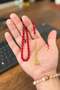 8X5 mm Red Ankle-Length Silver Tassel Fire Amber - 4