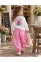 Pink Girl's Pinterest Set with Striped Pants - 2