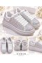 Stella Women's White Stone Sparkling Platform Sneakers Sports Shoes - 4