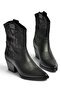 Z667080203 Black Genuine Leather Thick Heeled Cowboy Model Boots - 5