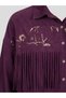 Women's Shirt / Jacket with Velvet Detail and Tassels - 7