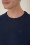 Slim Fit Ribbed Plain Navy Blue Wool Crew Neck Knitwear Sweater Tr 900 - 4