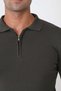Slim Fit Stretchy Cotton Zippered Polo Collar Khaki Knitwear Tr 902 - 6