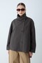 Women's Stand Collar Buttoned Pocket Detailed Long Sleeve Coat - Brown - 3