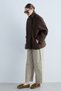 Women's Stand Collar Buttoned Short Coat with Pocket Detail, Long Sleeve Relaxed Fit Winter Jacket - Brown - 3
