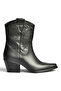 Z667080203 Black Genuine Leather Thick Heeled Cowboy Model Boots - 6
