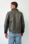 Men's Shirt Collar Double Pocket Zippered Leather Jacket Khaki - 2410 - 5