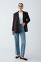 Women's Double-Breasted Collar Blazer Jacket with Double Button Pocket Flap Detail - Brown - 3