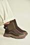 Z820260304 Brown Fabric Velcro Thick Soled Winter Inflatable Snow Boots