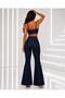 Women's Dark Blue High Waist Flare Jeans with Spanish Flare Legs