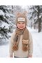 2-8 Years Old Unisex Double Pompom Bear Scarf and Beanie Set Knitted Winter Scarf and Beanie Set with Ears - 2