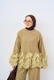 Women's Self-Patterned Ruffle Detail Knitwear Set Oil Green - 7