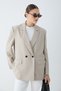 Women's Double-Breasted Collar Blazer Jacket with Double Button Pocket Flap Detail - Beige - 4