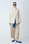 Women's Stand Collar Long Sleeve Short Coat with Snap Pocket Detail - Stone
