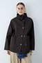 Women's Stand Collar Long Sleeve Short Coat with Snap Pocket Detail - Brown - 7
