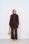 Women's Lace Detailed Gold Buttoned Knitwear Set Brown - 5