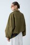 Women's Bomber Jacket with Stand Collar, Zipper Closure, and Elastic Sleeve Detail - Oil Green - 8