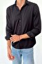 Men's Long Sleeve Seersucker Fabric Shirt Black - 70067 - 2