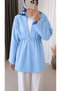 Dabıl Kimono with Additional Buttons and Elastic Waist - 5846 - Baby Blue - 2
