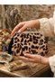 Handmade leopard pattern woven linen fabric, lightweight linen bag, measuring 23x15 cm. - 4
