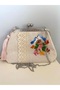 23x15 cm bird's nest themed 100% hand-embroidered linen lightweight vintage bag - 3
