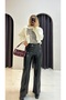 Wide Leg Faux Leather Trousers - 2
