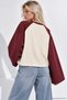 Women's Tile Cream Oversize Raglan Sleeve Cotton Sweatshirt - 5