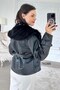 Fur Collar Belted Leather Coat 7K086 - 2