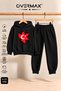 Turkish Flag Printed Children's Hooded Sweatshirt Tracksuit Set - Ages 3-12