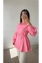 Heart Belted Pleated Tunic - Hpm - Pastel Pink - 2