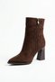 Muder pointed toe mid-stitch women's heeled boots - coffee suede - 3