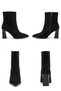 Muder Pointed Toe Mid-Stitched Women's Heeled Boots Black Suede - 3