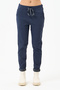 Women's Navy Blue Italian Lycra Trousers with Stone Stripes on the Sides and Elastic Waist, Sizes 38 - 46 - 5