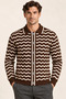 Men's Polo Collar Zigzag Patterned Buttoned Knitwear Cardigan Acrylic Blend Slim Fit