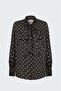 Polka Dot Patterned Scarf Shirt - Brown - 2