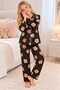 Girl Child Cotton Brown Buttoned Long Sleeve Suede Pajama Set