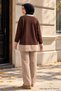 Two-Color Knitwear Set Brown Hm2962 - 2