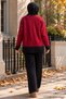 Two Color Knitwear Set Red Hm2962 - 2