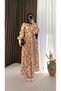 Floral Patterned Front Buttoned Chiffon Dress - 5165 - Cream - 3