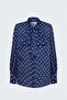 Polka Dot Patterned Scarf Shirt - Navy Blue - 2