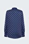 Polka Dot Patterned Scarf Shirt - Navy Blue - 4