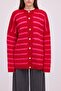 Gold Buttoned Striped Textured Knitted Cardigan - 5