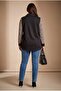 Leopard Patterned Zipper Collar Oversized Sweatshirt Black - 6