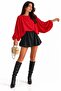 Women's Red Boat Neck Bat Sleeve Blouse - 2
