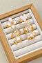6-Piece Combination White Stone Flower Sun Moon Heart Wedding Ring Model Adjustable Gold Ring Set - 3